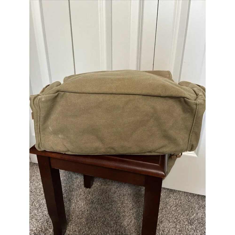 LL Bean Canvas Messenger Bag Medium Khaki Green Gorpcore Goblincore Vintage